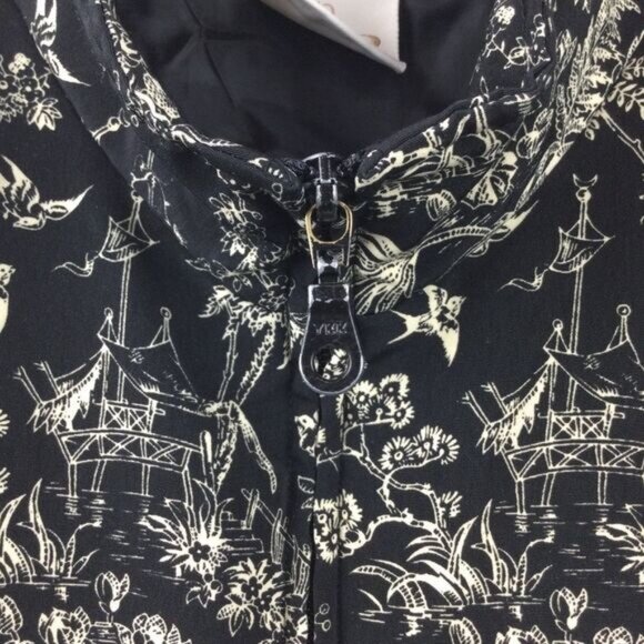 EP Pro Golf Vest Black & Cream Zip Lined Golf Jacket, Asian Theme Pagoda, Size L - Picture 7 of 13